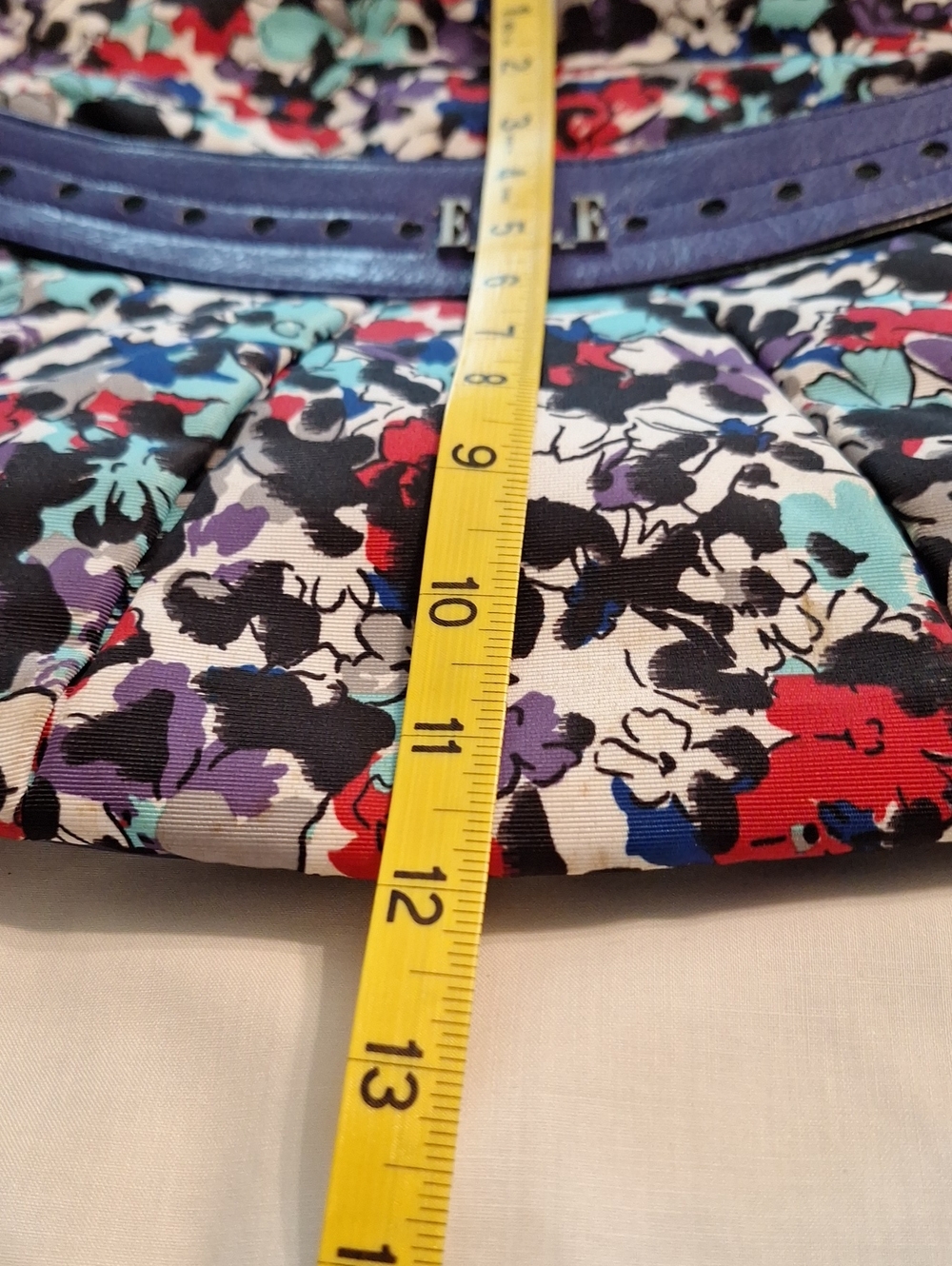 ELLE Multicolor Floral Shoulder Bag with Purple Trim - Picture 14 of 14